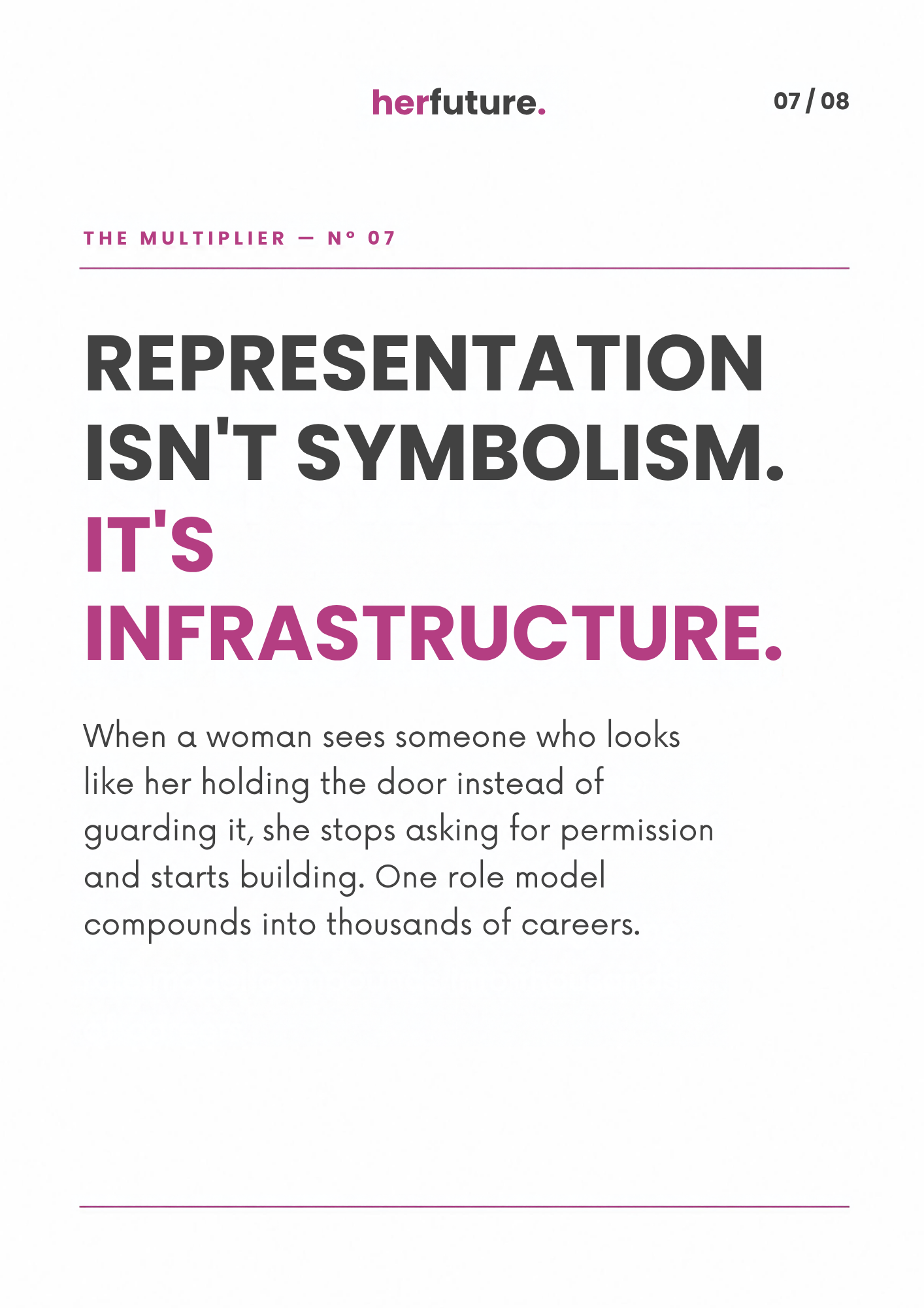 HerFuture slide: representation isn't symbolism, it's infrastructure.
