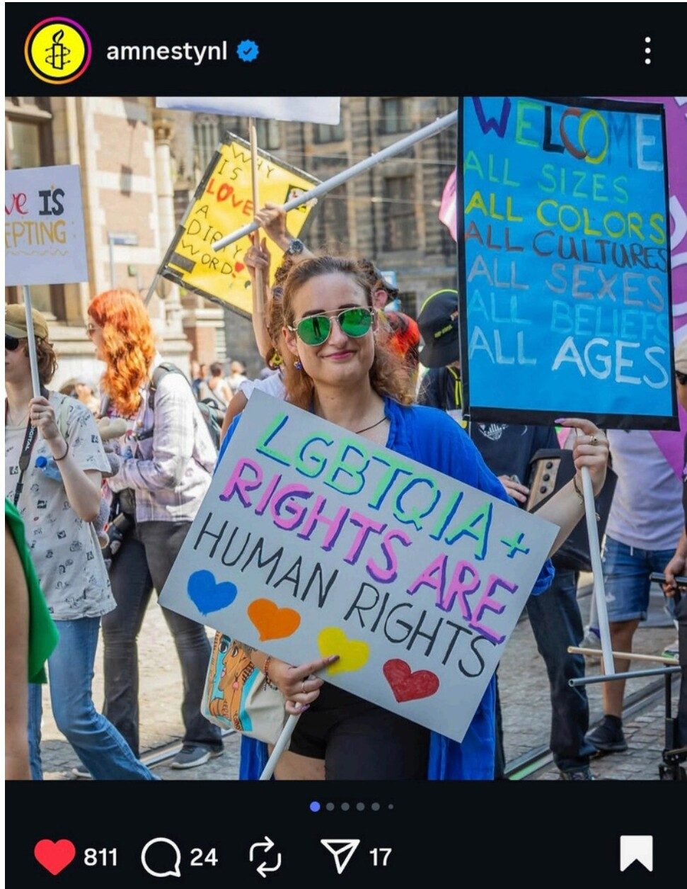 LGBTQIA+ rights are human rights — Amnesty International protest, Amsterdam